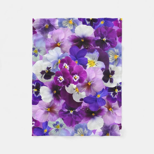 Beautiful Pansies Spring Flowers Fleece Blanket (Front)