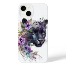 Beautiful Panther Floral Purple Watercolor Artwork