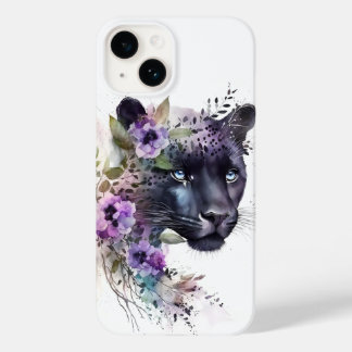Beautiful Panther Floral Purple Watercolor Artwork Case-Mate iPhone 14 Case