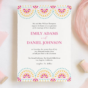Beautiful Papel Picado Mexican Wedding Invitation