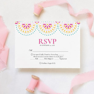 Beautiful Papel Picado Mexican Wedding RSVP Card
