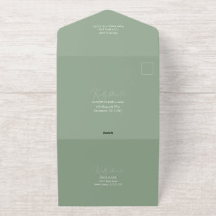 Beautiful Paper Cranes Sage Green Wedding All In One Invitation