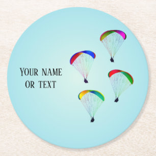 Beautiful Parachutes - your name on paragliding Round Paper Coaster