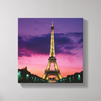 Beautiful Paris Eiffel Tower at Night Canvas Print