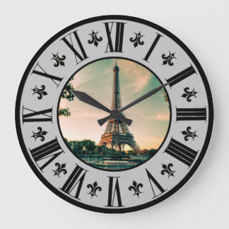 Beautiful Paris ~ Eiffel Tower At Twilight ~ * ~ Large Clock