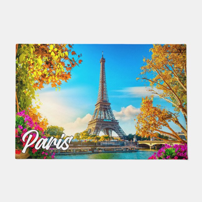 Beautiful Paris, France | Eiffel Tower Doormat (Front)