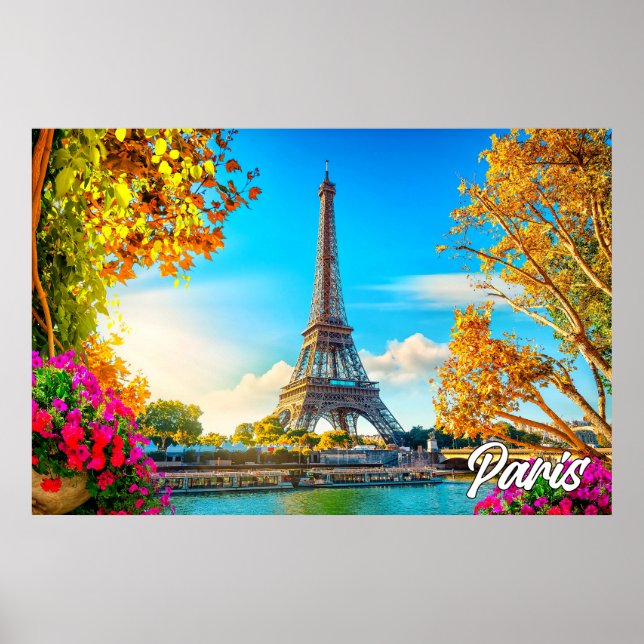 Beautiful Paris, France | Eiffel Tower Poster (Front)