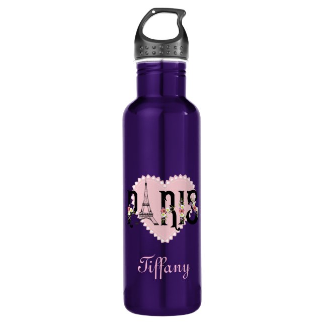 Beautiful Paris Heart 710 Ml Water Bottle (Front)