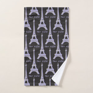 Beautiful Paris Purple and Black Hand Towel