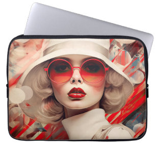 Beautiful Parisian Woman in sunglasses and hat Laptop Sleeve