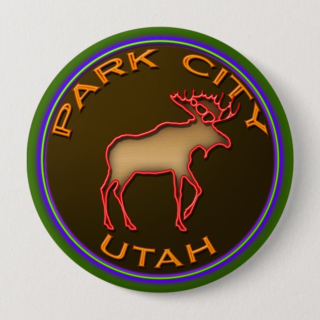 Beautiful Park City Moose Medallion Gear 10 Cm Round Badge (Front)
