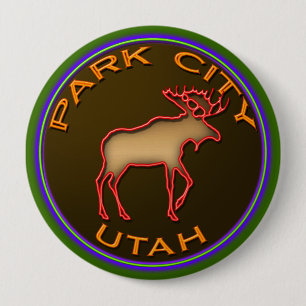 Beautiful Park City Moose Medallion Gear 10 Cm Round Badge