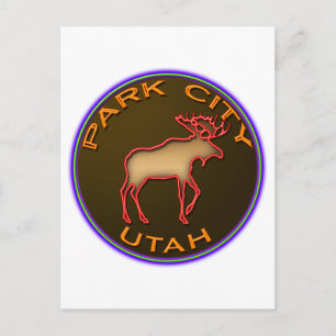 Beautiful Park City Moose Medallion Gear Postcard