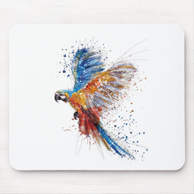 Beautiful parrot lifting its wings mouse mat (Front)