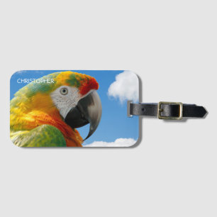 Beautiful Parrot Personalised Luggage Tag