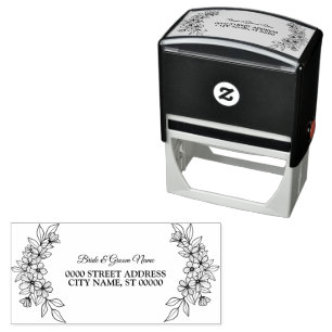 Beautiful Party Floral Frame Elegant Address Self-inking Stamp