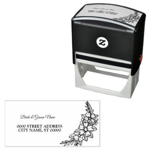 Beautiful Party Floral Frame Elegant Address Self-inking Stamp