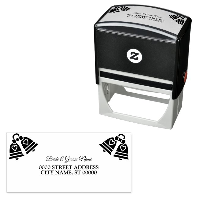 Beautiful Party Wedding Bells Elegant Address Self-inking Stamp (In Situ)