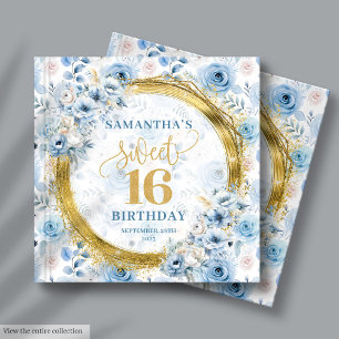 Beautiful Pastel Blue Sweet Sixteen Guest Sign In Guest Book