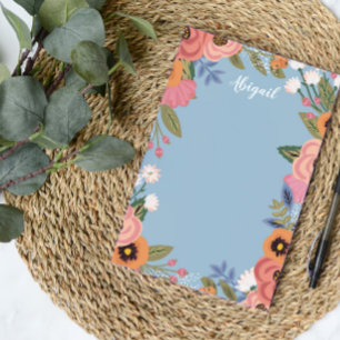 Beautiful Pastel Boho Flowers - Custom Name Post-it Notes