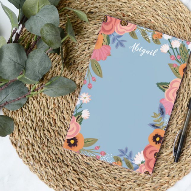 Beautiful Pastel Boho Flowers - Custom Name Post-it Notes (Creator Uploaded)