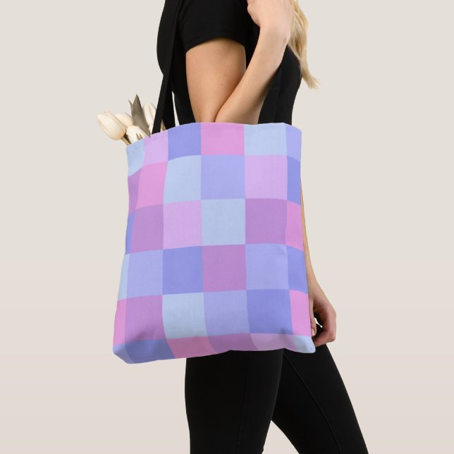 Beautiful Pastel Color Scheme Plaids Tote Bag (Close Up)
