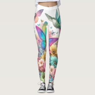 Beautiful pastel colored design - nature inspired leggings
