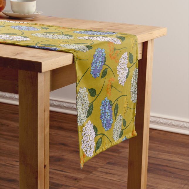 Beautiful,Pastel colour Hydrangea & Wildflower Short Table Runner (In Situ)
