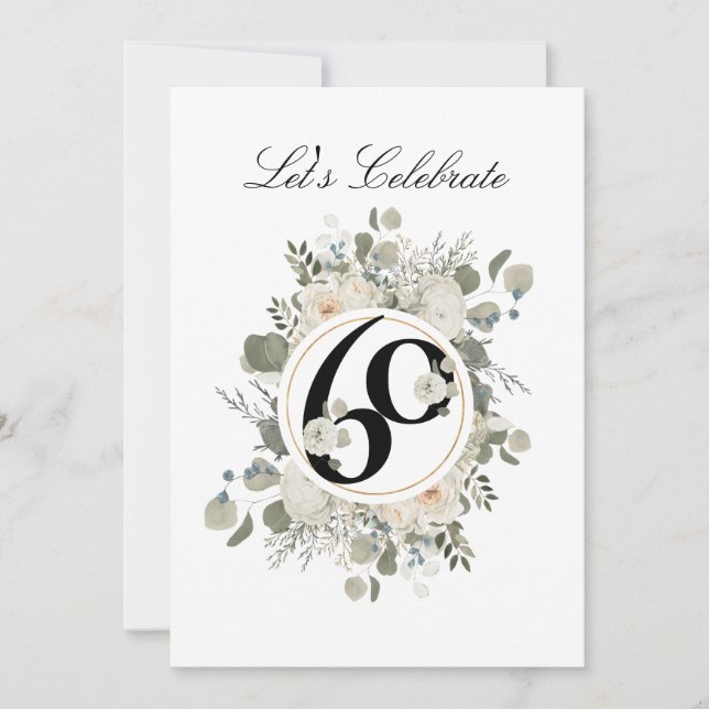 Beautiful Pastel Floral 60th ANNIVERSARY Invitation (Front)