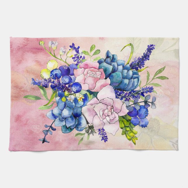 Beautiful Pastel Floral Arrangement Kitchen Towel (Horizontal)