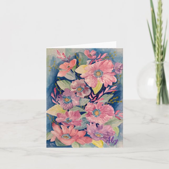 Beautiful Pastel Floral Bouquet Note/Greeting Card (Front)