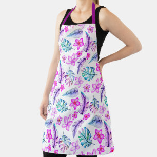 Beautiful Pastel Flowers And Leaves  Apron