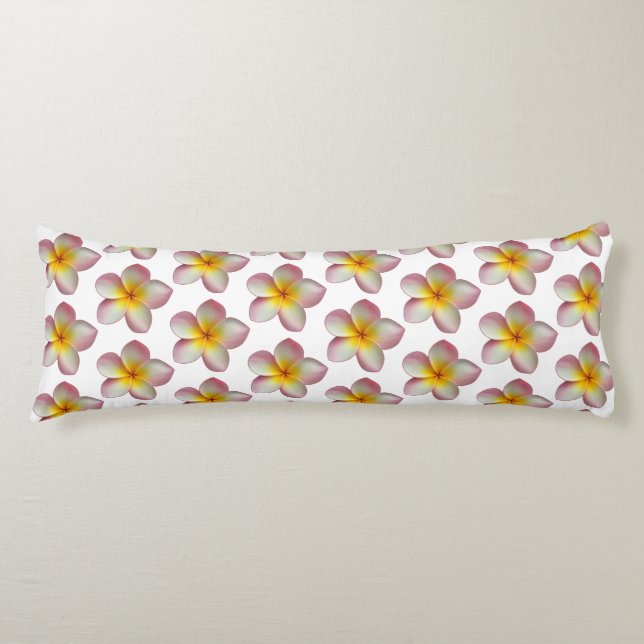 Beautiful Pastel Frangipani Plumeria Flowers Body Cushion (Front)