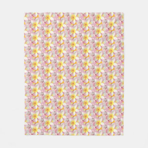 Beautiful Pastel Frangipani Plumeria Flowers Fleece Blanket