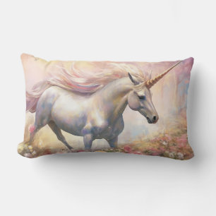 Beautiful Pastel Gold Magical Unicorn Lumbar Cushion