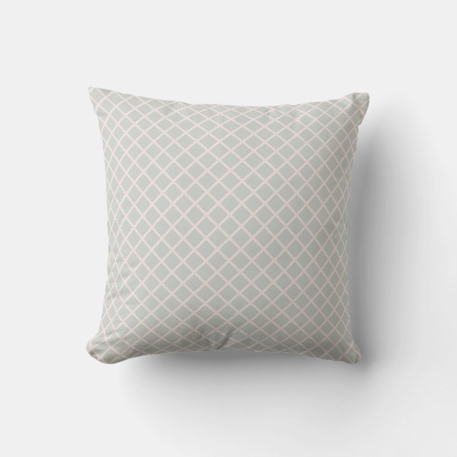 Beautiful Pastel Green Pink Orange White Geometric Cushion (Front)