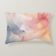 Beautiful pastel Mosaic Watercolor Throw Pillow