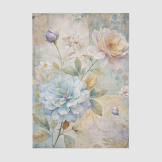 Beautiful Pastel Peonies on a Collage Background Tissue Paper