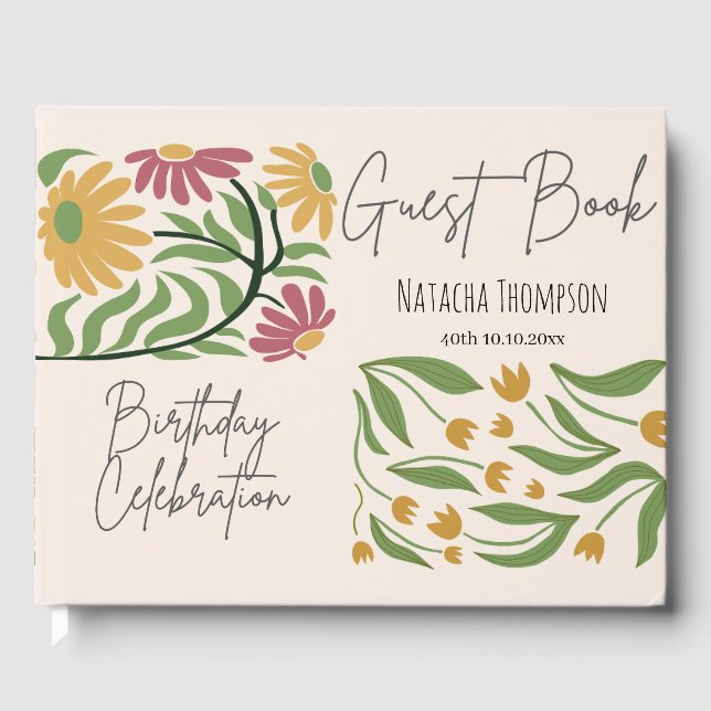 Beautiful pastel Pink background 40th Birthday Guest Book (Front)