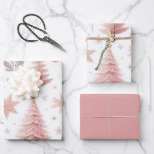 Beautiful Pastel Pink Christmas Designs Wrapping Paper Sheet