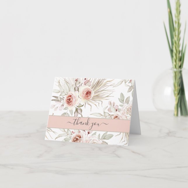 Beautiful Pastel Pink Floral, Thank You Card (Front)