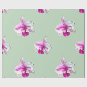 Beautiful pastel pink tropical orchids wrapping paper
