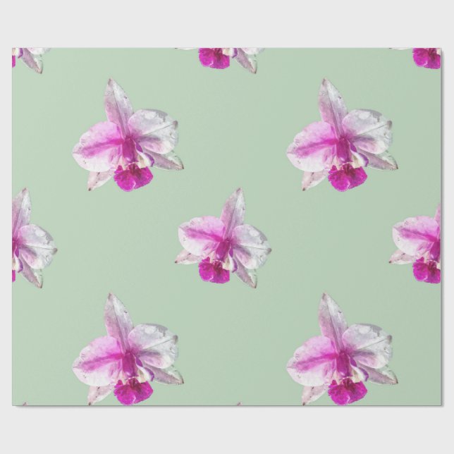 Beautiful pastel pink tropical orchids wrapping paper (Flat)