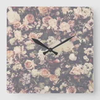 Beautiful pastel roses decor square wall clock