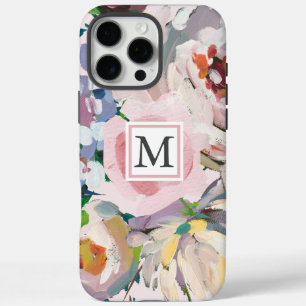 Beautiful Pastel Watercolor Floral with Monogram iPhone 16 Pro Max Case