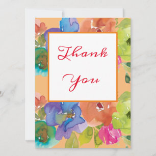 Beautiful Pastel Watercolor Flowers Thank You Card