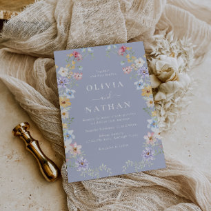 Beautiful Pastel Wildflowers Wreath Wedding Invitation