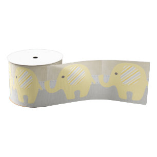 Beautiful Pastel Yellow Baby Neutral Elephant Grosgrain Ribbon