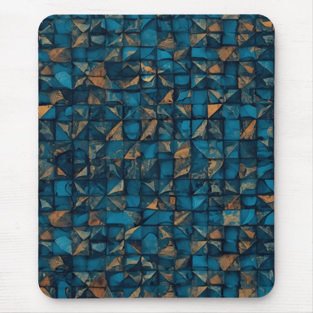 Beautiful Patchwork "Look" in Dark Teal Mouse Mat (Front)