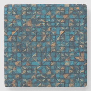 Beautiful Patchwork "Look" in Dark Teal Stone Coaster